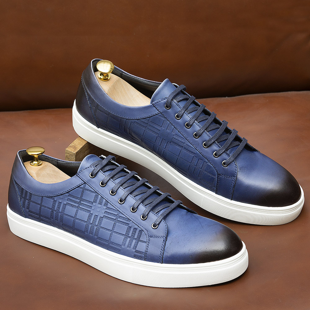 Mychonly Full-Grain Leather Microfiber Rubber Sneakers – Smart Casual