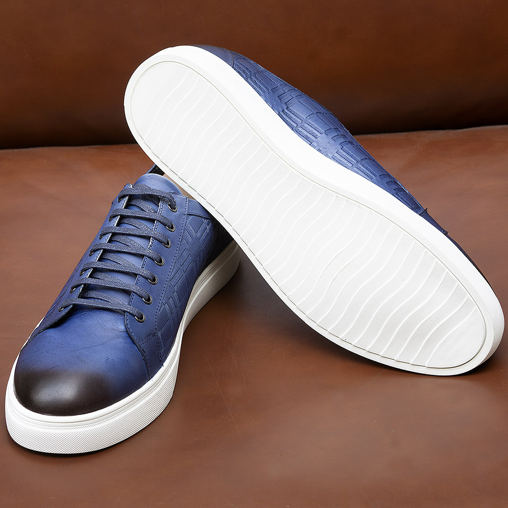 Mychonly Full-Grain Leather Microfiber Rubber Sneakers – Smart Casual