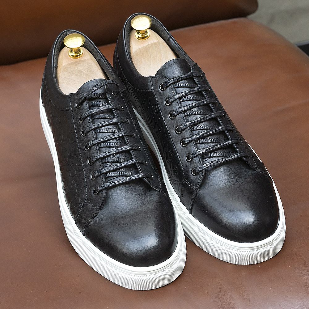 Mychonly Full-Grain Leather Microfiber Rubber Sneakers – Smart Casual