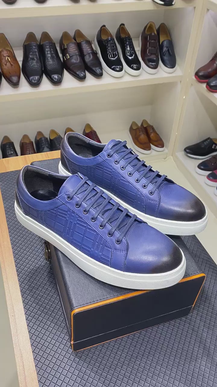 Mychonly Full-Grain Leather Microfiber Rubber Sneakers – Smart Casual